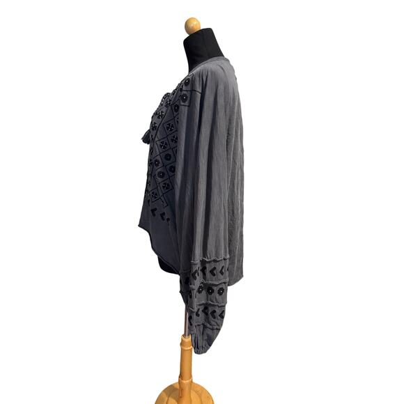 Free People Gray Embroidered Blouse - Picture 5 of 8